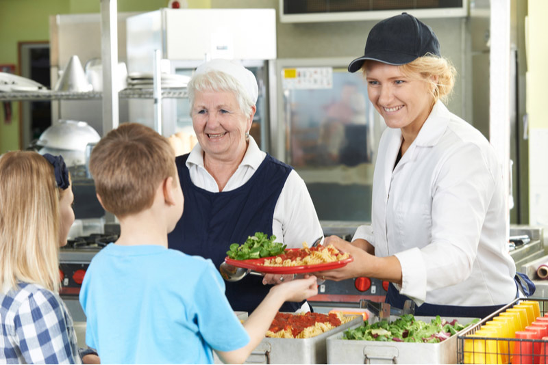 pupils school cafeteria being served